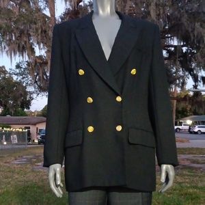 145 COLLECTION LADIES VINTAGE BLACK DOUBLE BREASTED LUXURY BLAZER (CANADA)